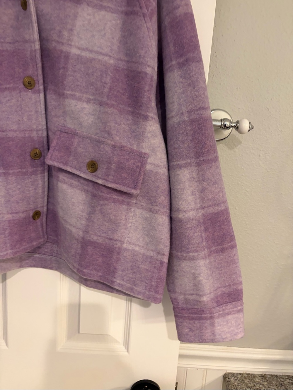 Madewell Brushed Plaid Shacket Lavender Ombre Medium - Picture 3 of 10